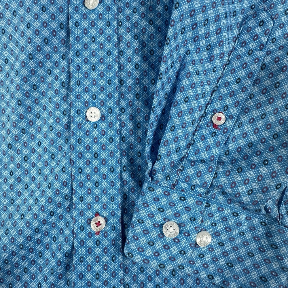 CINCH Mens M Blue Geometric Western Shirt Long Sleeve Cowboy Rodeo Ranch Cotton - Picture 4 of 10